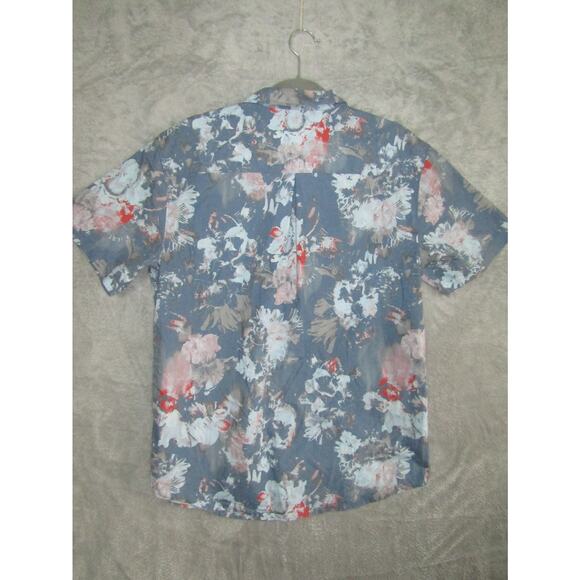 O'Neill Men's L Floral Short Sleeve Button Shirt Blue Pink Grey Surf Beach Top - Picture 4 of 7